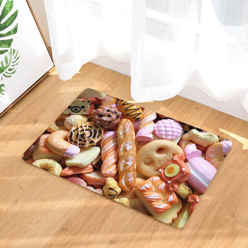 

Коврик дверной мягкий фланелевый с 3D рисунком для кухни, десертов, спальни