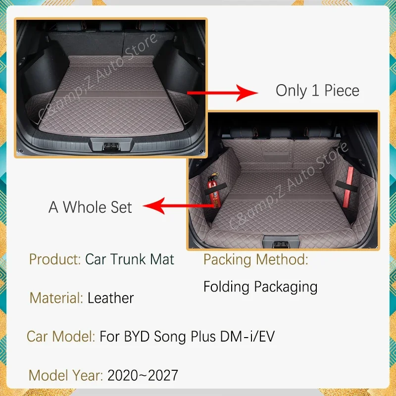 Фото Коврики в багажник автомобиля для BYD Song Plus DM-i EV Seal U Sealion 6 SA3 2020-2027, кожаные чехлы на багажник, коврики для багажника, автоаксессуары №2