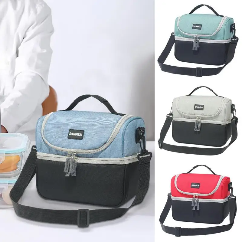 7L Insulated Coler Bag Handheld Oxford Cloth Double Layer Lunch Box With Adjustable Strap For Food Lunch Bag Kitchen Accessories