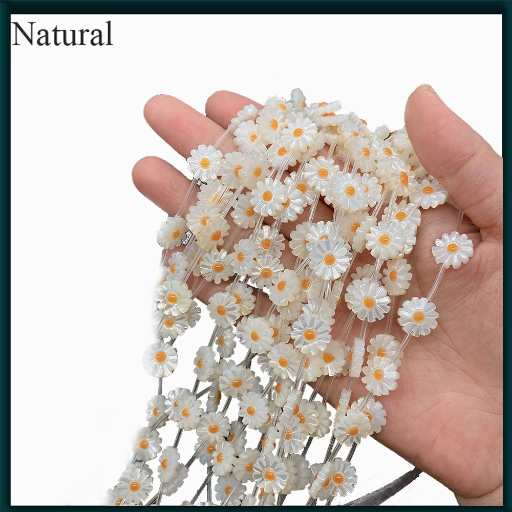 

Natural Freshwater Shell Beads Flower Shape White 10-12mm Straight Hole Seashell Loose Beads DIY Necklace Bracelet Jewelry