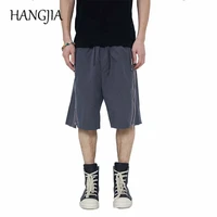 hip hop side zippers micro flared sweat shorts men harajuku streetwear elastic waist oversized casual joggers shorts for women