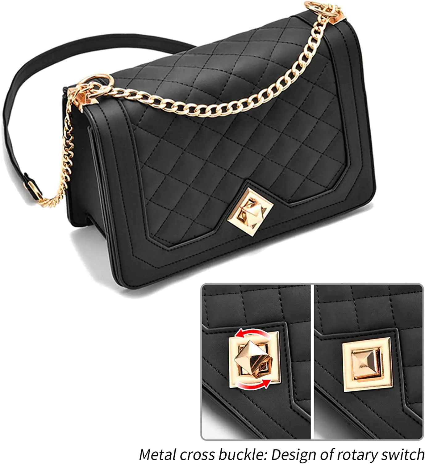 Crossbody Bags for Women Small Handbags PU Leather Shoulder Bag Ladies Purse Evening Bag Quilted Satchels with Chain Strap Gift