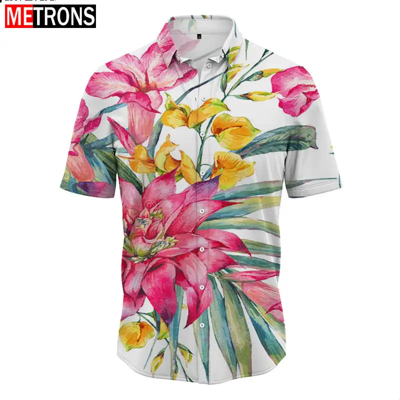 

Hawaii New 3D Printing New Men's Plant Printing Fashion Shirt Travel Leisure Men's Casual Short Sleeve Shirt Men