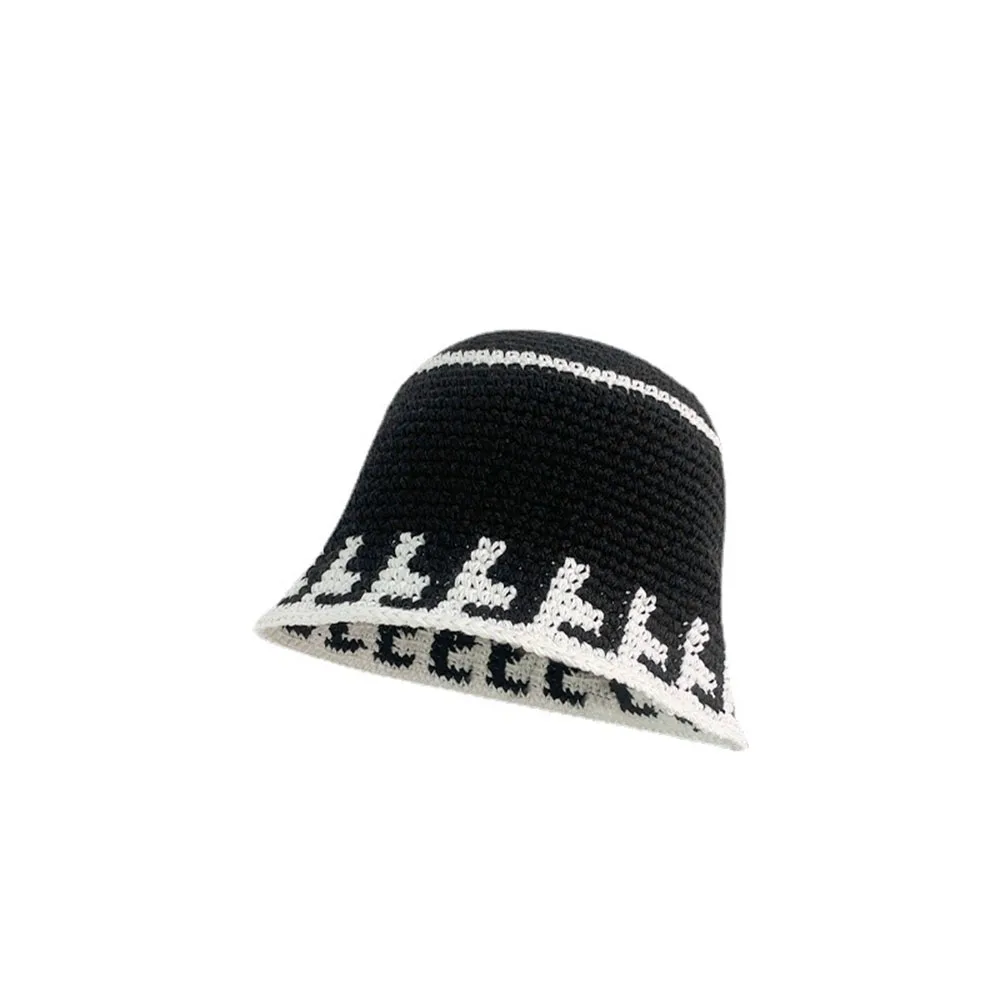 

Новинка 2022, зимние женские шерстяные вязаные Панамы, модная теплая Складная Рыбацкая шляпа, вязаные шапки с мультяшным дизайном