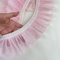 lolita style beaded trim pleated pink lace diy kids women clothes dress skirt hem sewing home textile decorative accessories