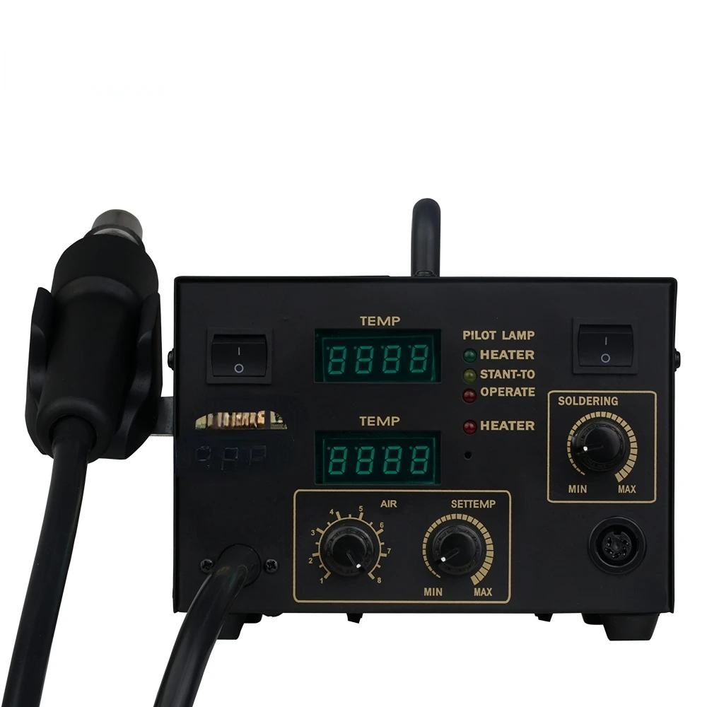 

Hot Air Soldering Station Iron Rework has Heat Gun For Welding And