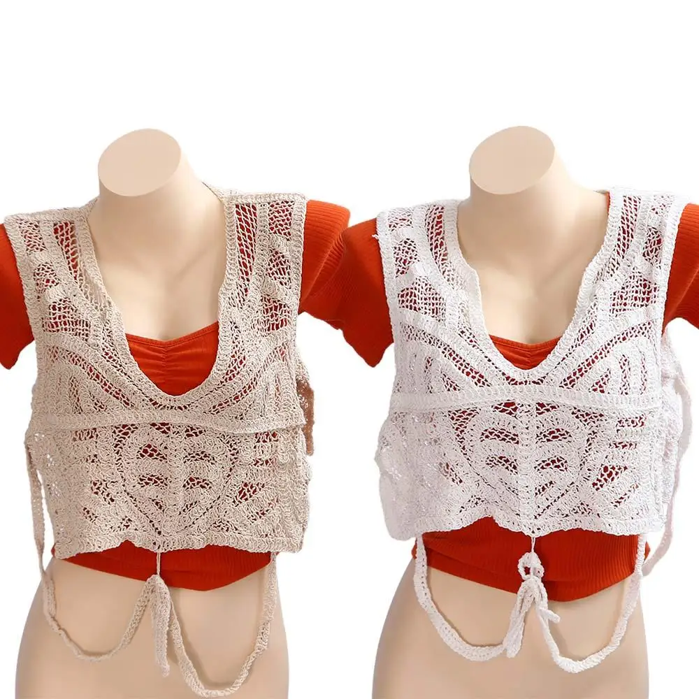 Летние майки с вышивкой пляжные Повседневные вязаные топы глубоким V-образным