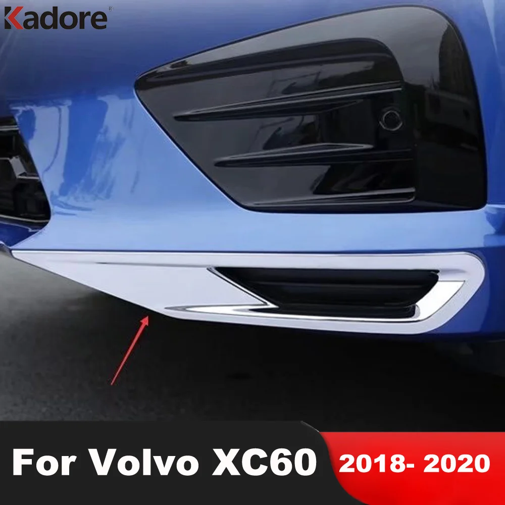 

For Volvo XC60 XC 60 2018 2019 2020 Chrome Car Front Bumper Fog Light Lamp Cover Trim Foglight Molding Garnish Trims Sticker