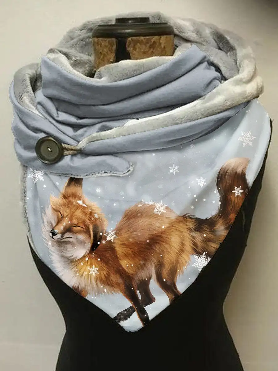 

Women's Winter Fox Snowflake Casual Scarf And Shawl