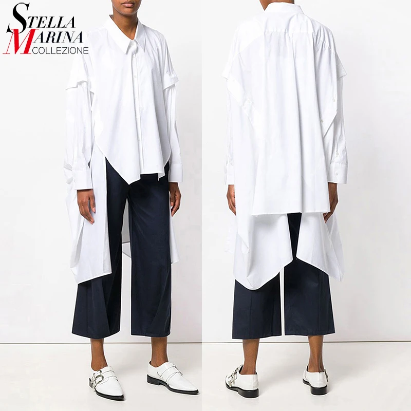 

Новинка 2019, женские летние топы, однотонная черная и белая блуза, рубашка, женская рубашка большого размера и с длинным рукавом, рубашка, жен...