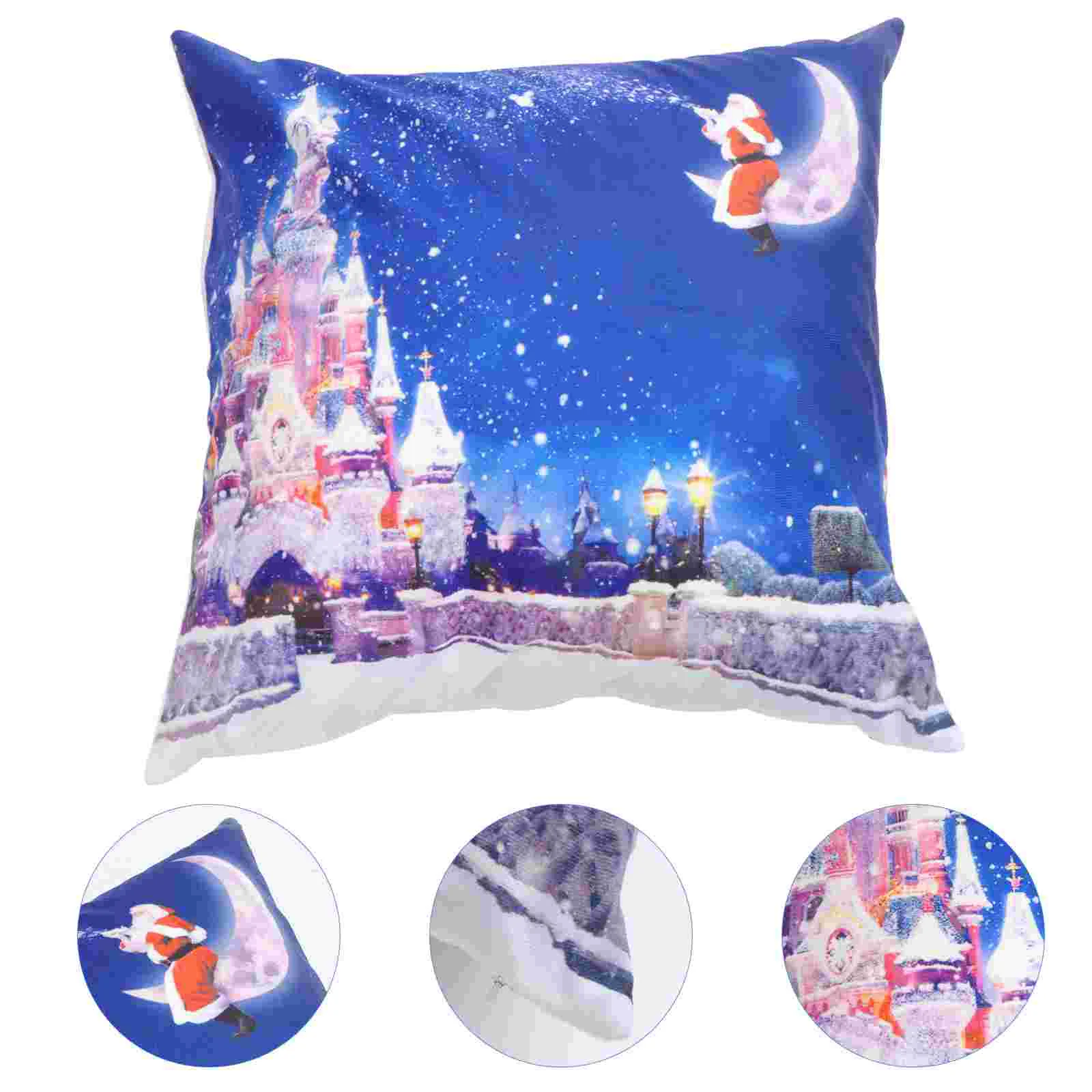 

Linen Pillow Cover Lantern Christmas Household LED Halloween Xmas Throw Covers Decor