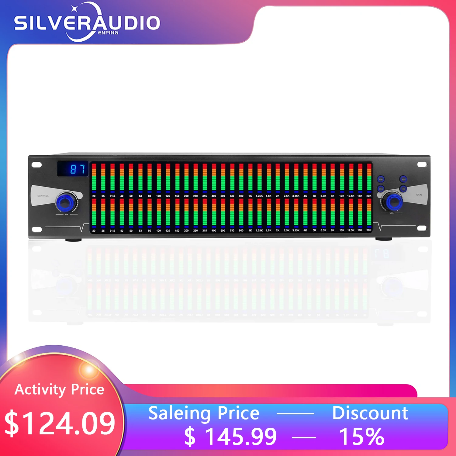 

GAX-EQ888 Dual-Channel Professional Digital Crossover 31-Band System Sound Equalizer Audio Graphic Equalizer For Stage Concert