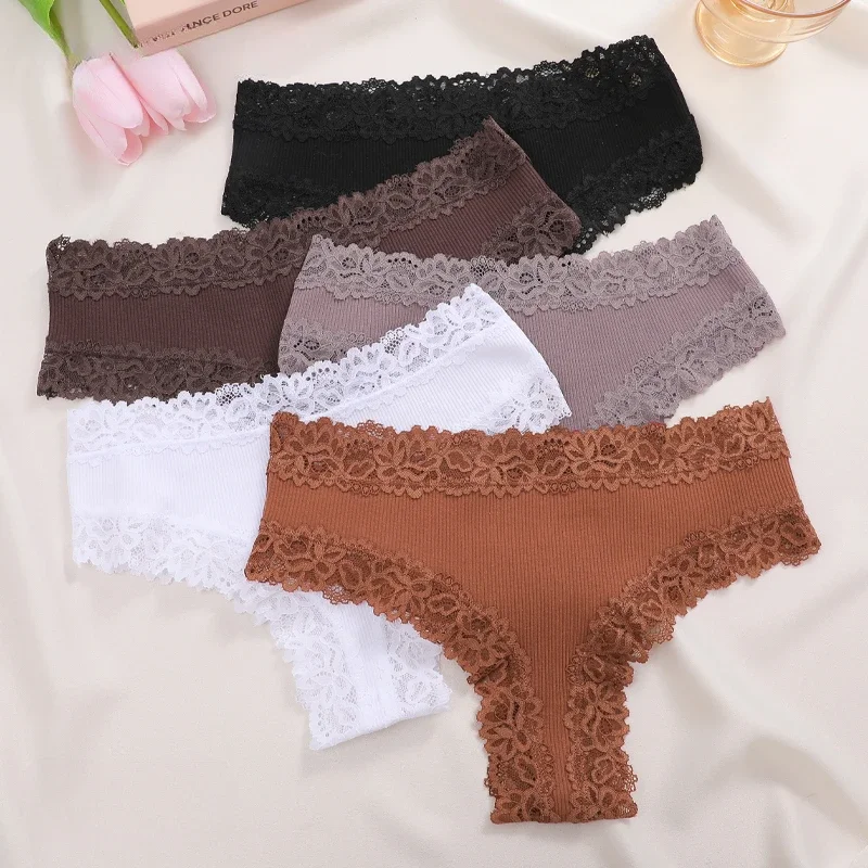 Хлопковое бразильское нижнее белье для женщин сексуальные кружевные стринги в
