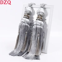 2 pieces chinese style greybeige curtain accessory hanging belt ball beading curtain tassel tieback curtain holder buckle a013
