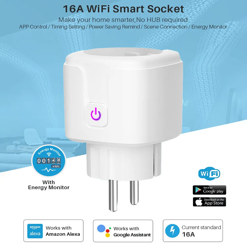 

Смарт-розетка Tuya 16 А с поддержкой Wi-Fi и таймером