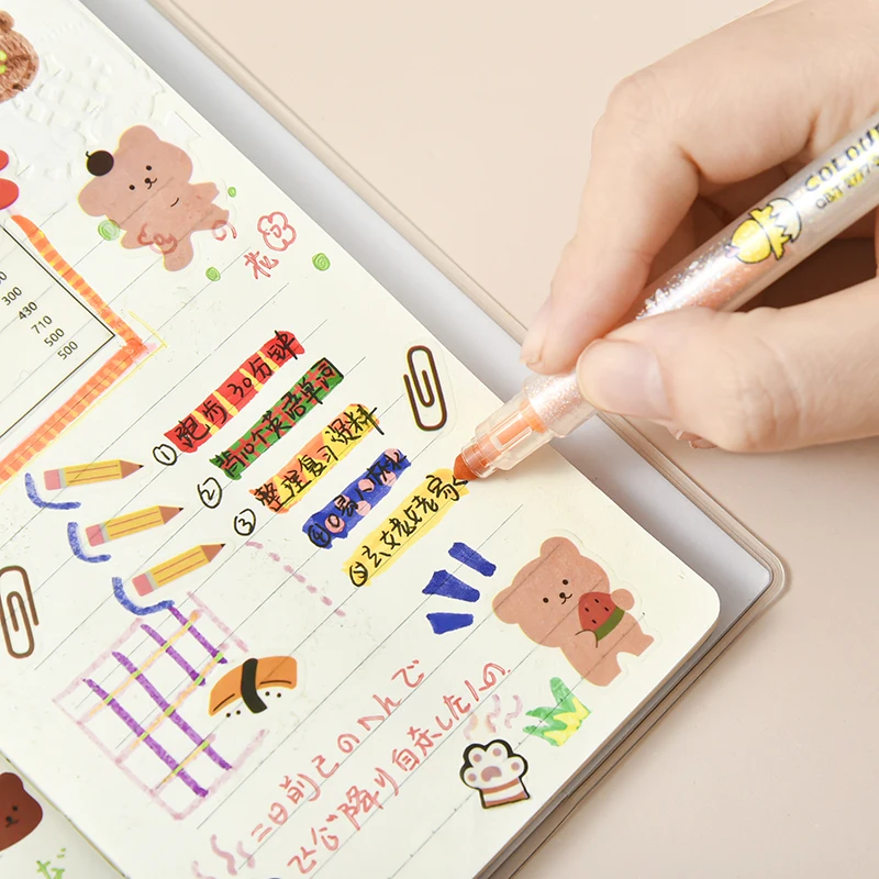 Набор маркеров-хайлайтеров с двойным наконечником 12 шт.