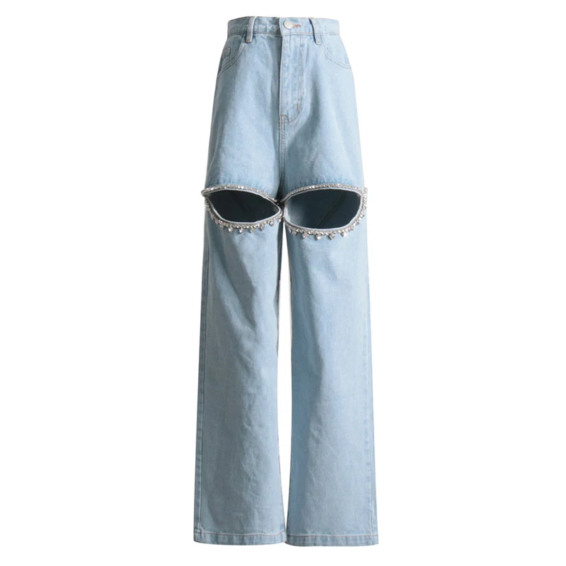 MSMUSI 2024 новые модные женские сексуальные джинсовые брюки с кристаллами и