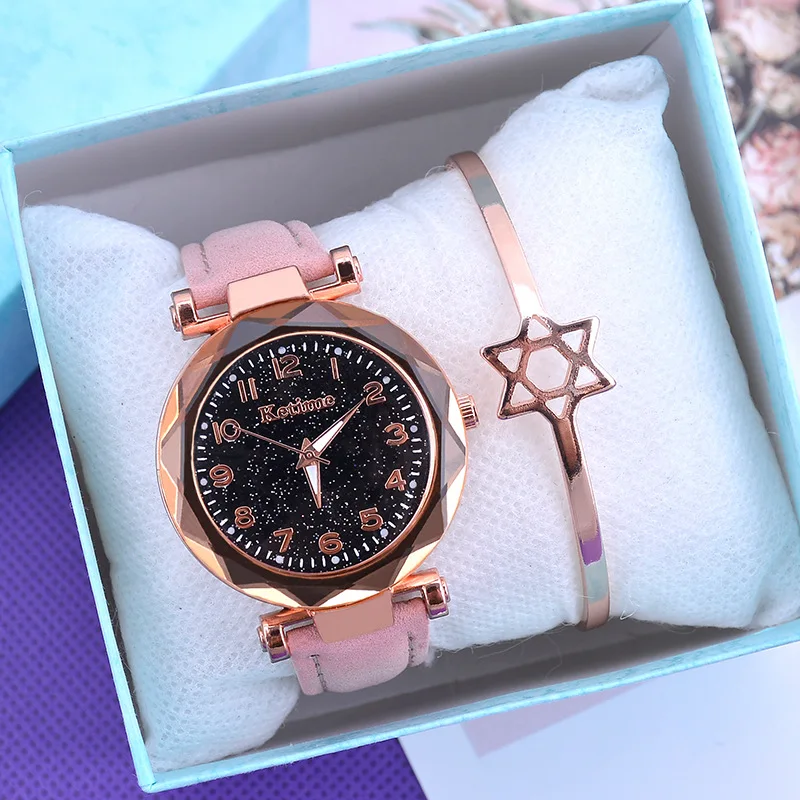 

Casual Romantic Starry Sky Women Watches Fashion Bracelet Bangle Ladies Wrist Watch Simple Leather Female Clock Relogio Feminino