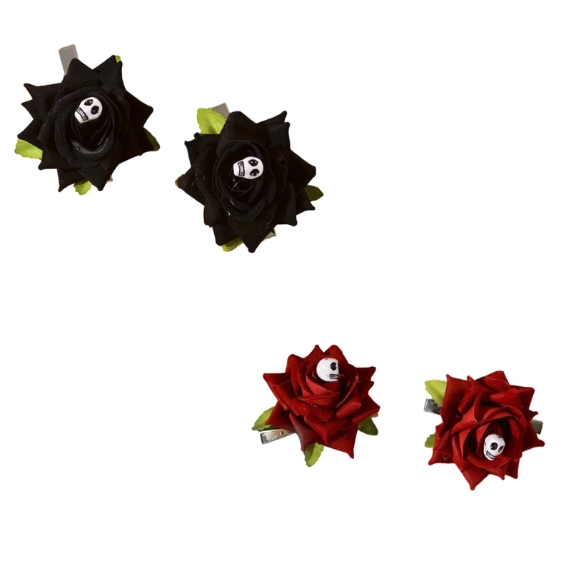 

2 Pcs Hair Clip Unique Black Headwear Cool Skull for Stage Shows Halloween