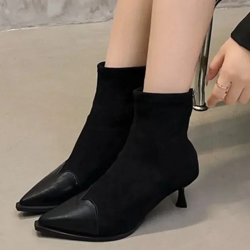 Ботильоны на высоком каблуке женские леопардовые туфли с острым носком новинка