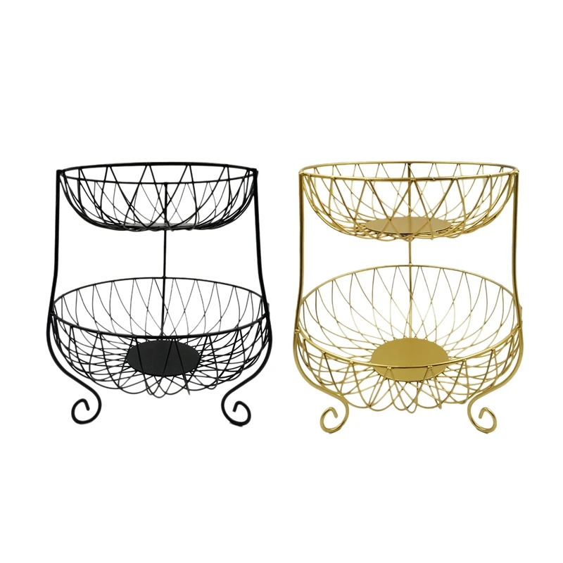 

Kitchen Fruit Basket Stand 2 Tier Fruits Vegetable Holder For Countertop Modern Storage Organizer Snack Rack