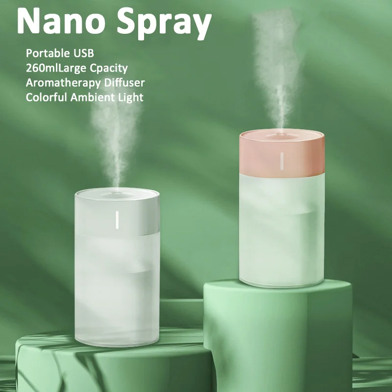 

Quiet Portable Aromatherapy Diffuser 260ml Home Humidifier USB with Color Lamp Nano Mist Sprayer Humidifiers Air Aroma for Car