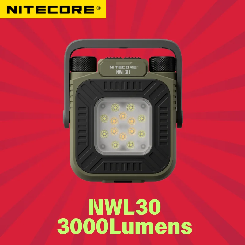 

NITECORE NWL30 3-в-1 уличный световой светильник 3000 люмен встроенный аккумулятор 18000 мАч Tyoe-c перезаряжаемый светодиодный фонарик
