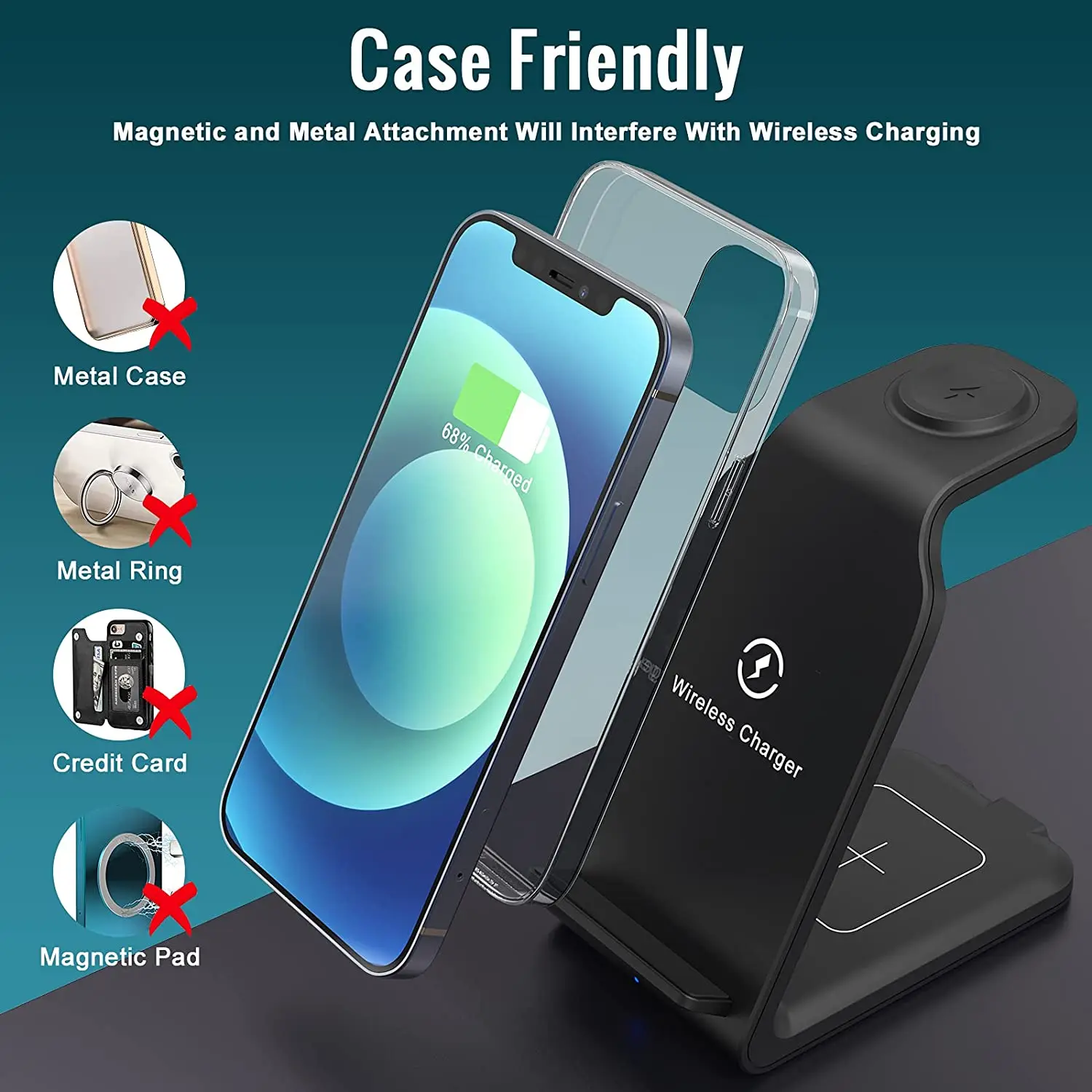 4 in 1 qi wireless charger stand for iphone 12 11 xs xr x 8 13 15w fast charging dock station for apple watch 7 6 se airpods pro free global shipping