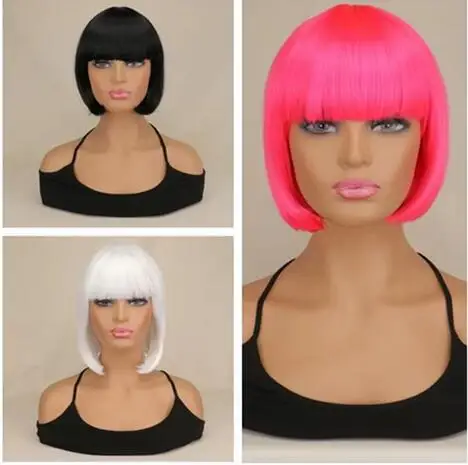 Короткий парик Боб с челкой синтетические парики для женщин черные светлые