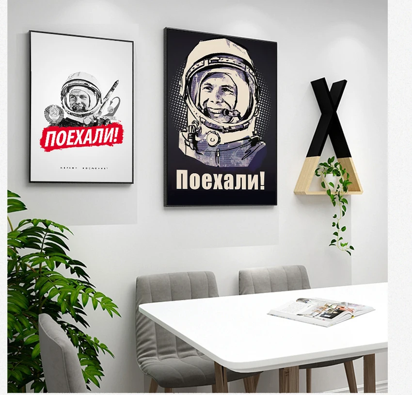Pictures For Living Room Vintage Canvas Painting Decorative Home Decor Quadro Space Heroes Yuri Gagarin Posters And Prints Wall