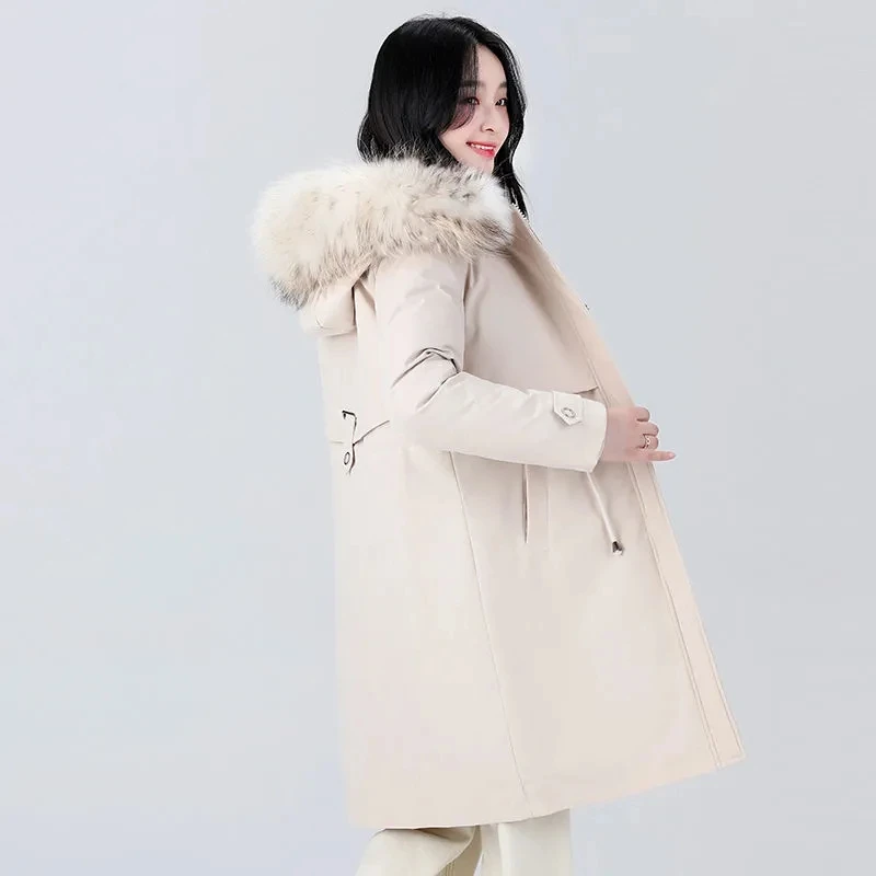 Down Jacket Womens 2022 Korean Fashion Slim All-match Casual White Duck Down Coat Women Large Size Thick Warm Long Parkas