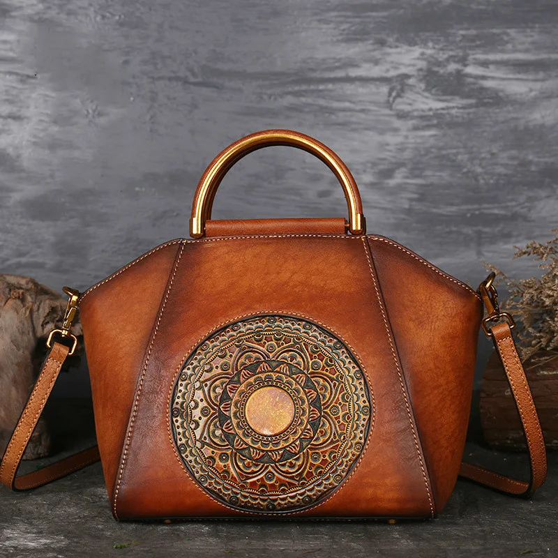 GAGACIA Retro Women's Shoulder Bags Genuine Leather Handmade Female Handbag Cow Leather Handbags For Women 2023 Designer Luxury