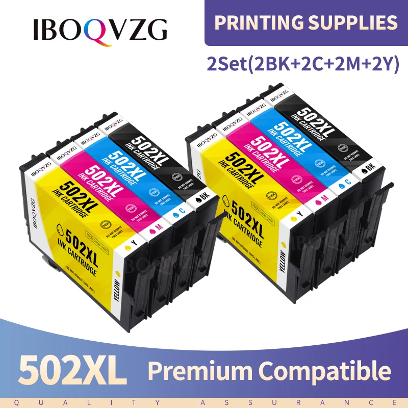 

IBOQVZG 1-10pcs T502XL 502 502XL full Ink Cartridge with Chip Compatible for epson XP5100 xp5105 WF2860 WF2865 printers