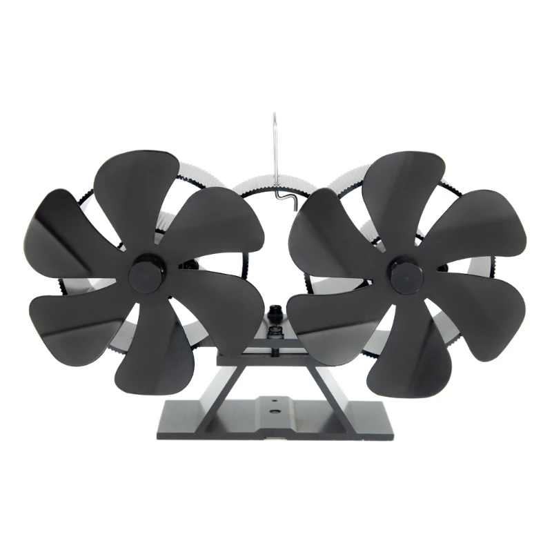 

Stove Oven Fan Heat Powered 12 Blades Silent Dual Motor Fireplace Fans Non Electricity Required Save Energy Chimney Fan