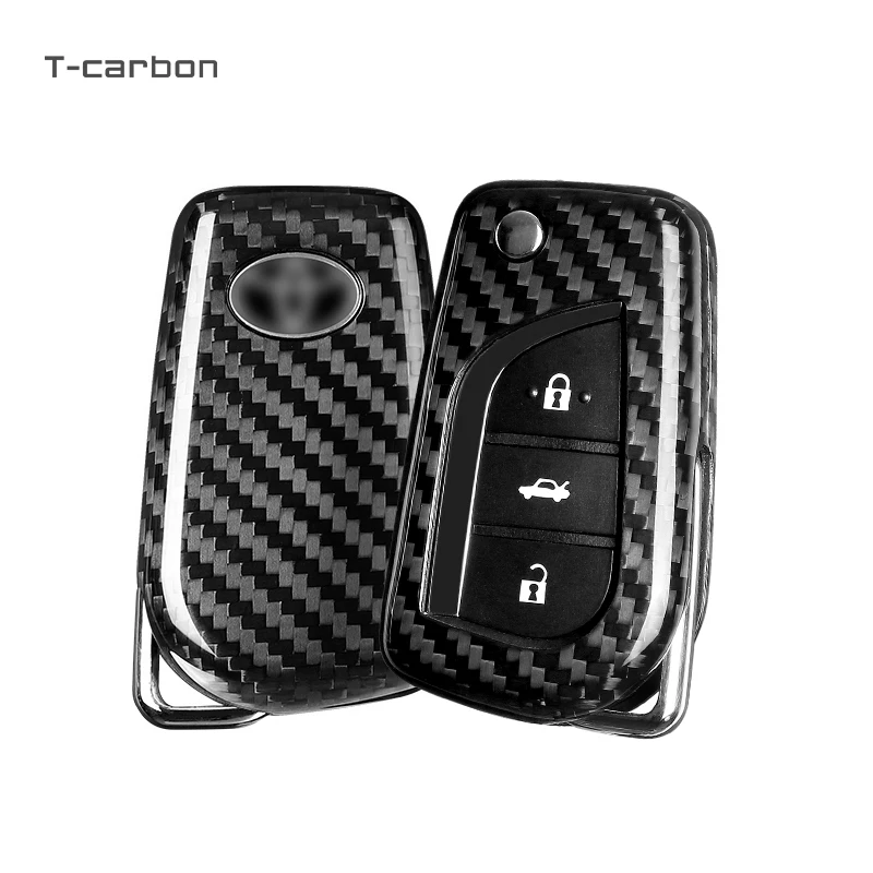 

Real Carbon Fiber Key Case For Toyota Auris Corolla Avensis Verso Yaris Aygo Scion TC IM 2015 2016 Camry RAV4 Car Styling
