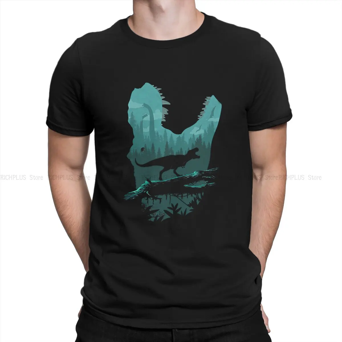 

Jurassic Park Film Creative TShirt for Men TRex Fashion Round Collar T Shirt Personalize Birthday Gifts OutdoorWear