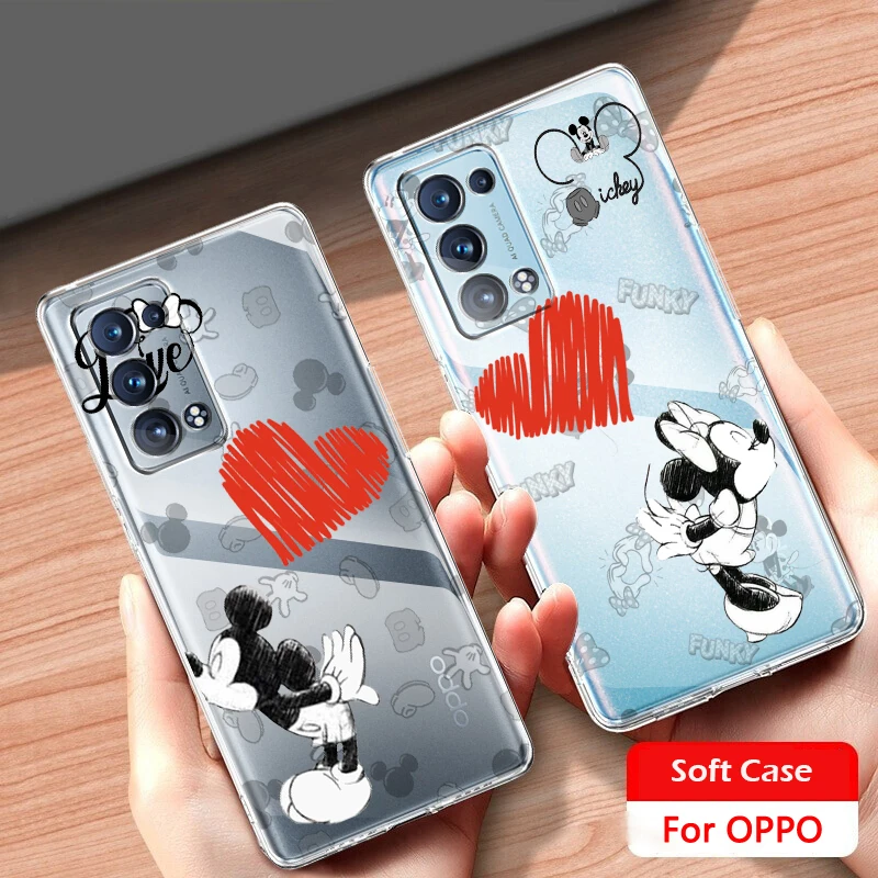 

Mickey Minnie Disney Anime For OPPO Find X5 X3 F21 Neo Lite A96 A57 A74 A76 A72 A55 A54S A53 A53S A16 S A9 Transparent Cover