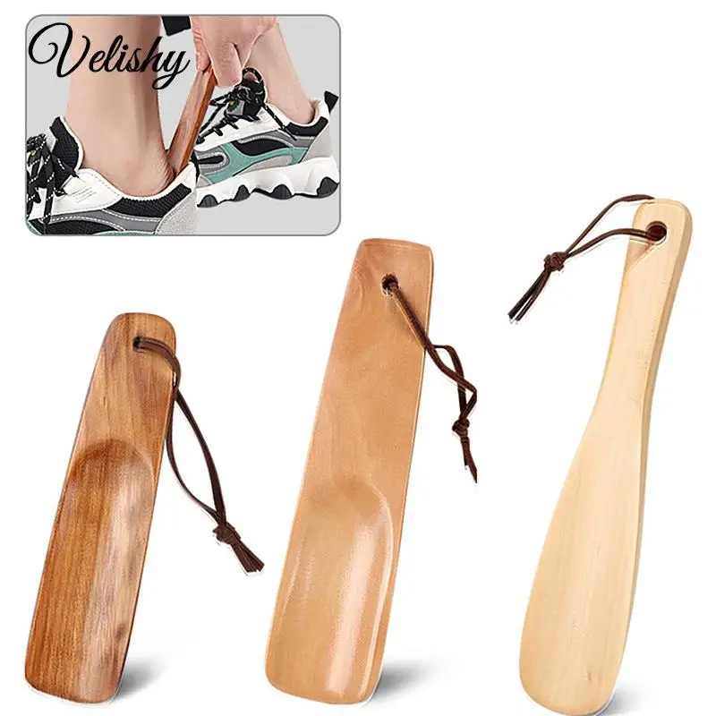 

1pc Solid Wood Shoehorn Natural Wooden Shoe Horn Portable Craft Long Handle Shoe Lifter Shoes Accessories