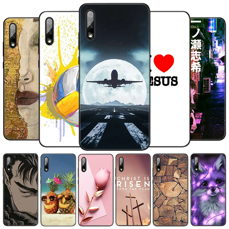 Чехол для телефона с красивым узором для Huawei Honor 10X Lite 7A 7S 8A 8S 8C 8X 9A 9C 10i 20i 30i 20S 20E 9X Pro 10 8 мягкий чехол черного цвета.