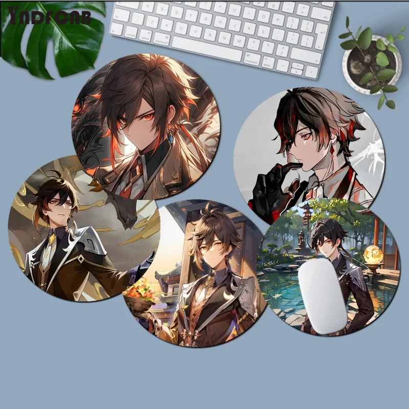 

Коврик для мыши Genshin Impact Zhong Li, Круглый Большой рекламный коврик для мыши с анимацией, коврик для мыши для студентов, коврик для компьютерной клавиатуры, игровой коврик