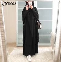 ramadan abayas for women 2 piece muslim sets eid mubarak abaya dubai turkey prayer dress islam khimar jilbab musulman burqa