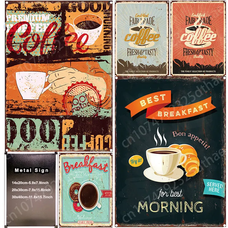 

Coffee Shop Metal Signs Content for drink Shop Decoration Tin Sign Bourbon Decorative Plaques Painting Wine Wall Aesthetic Decor