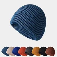 winter hat men knit beanie women autumn warm acrylic solid color outdoor skiing accessory