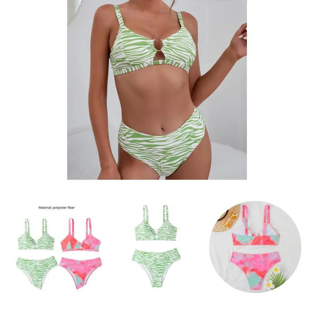 

2 Pcs/Set Swimwear Set Tie-dyed Alloy Soft Comfortable Bathing Suit Bikini Set for Swimming