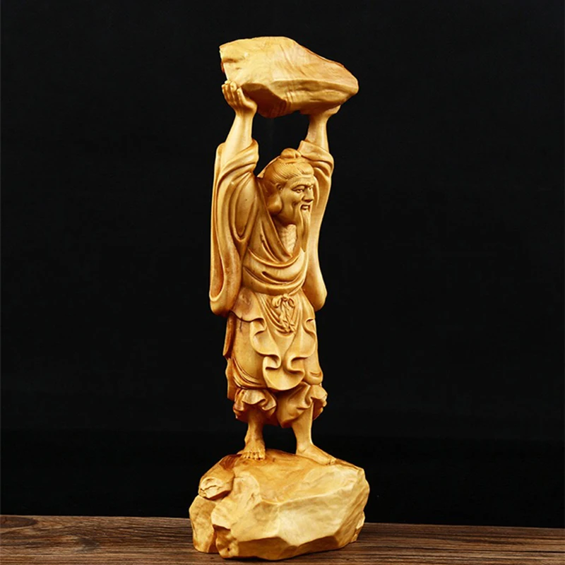 XS265-20 ручная резьба из самшита по мифи фигурка персонажа человека движущаяся гора