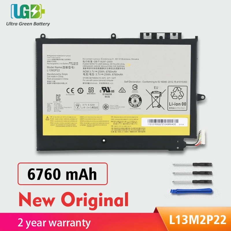 

UGB New Original L13M2P22 Battery For Lenovo MIIX2 10 L13N2P21 1ICP4/83/103-2 3.7V 6760mAh 25wh