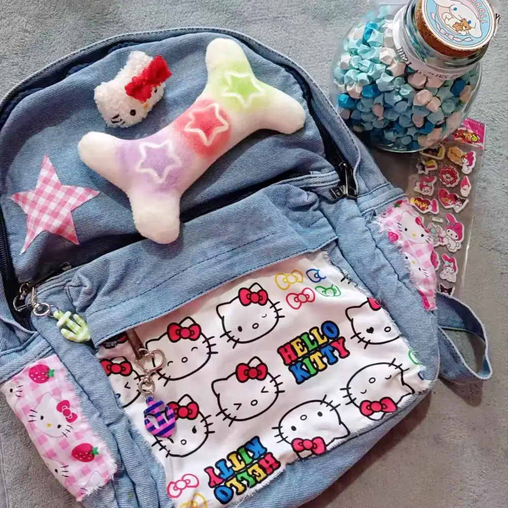 Mochila Kawaii Y2K de Hello Kitty para estudiantes, bolso de hombro escolar...