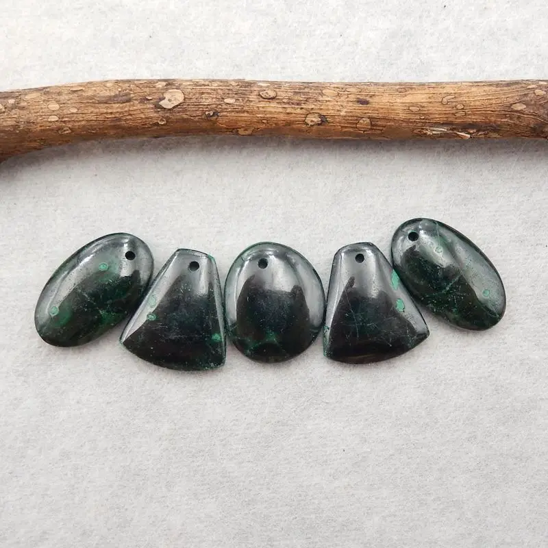 New Design 5Pcs Semiprecious Natural Stone Malachite Gemstone Pendant Beads Necklace Accessories,17x15x3mm,10g
