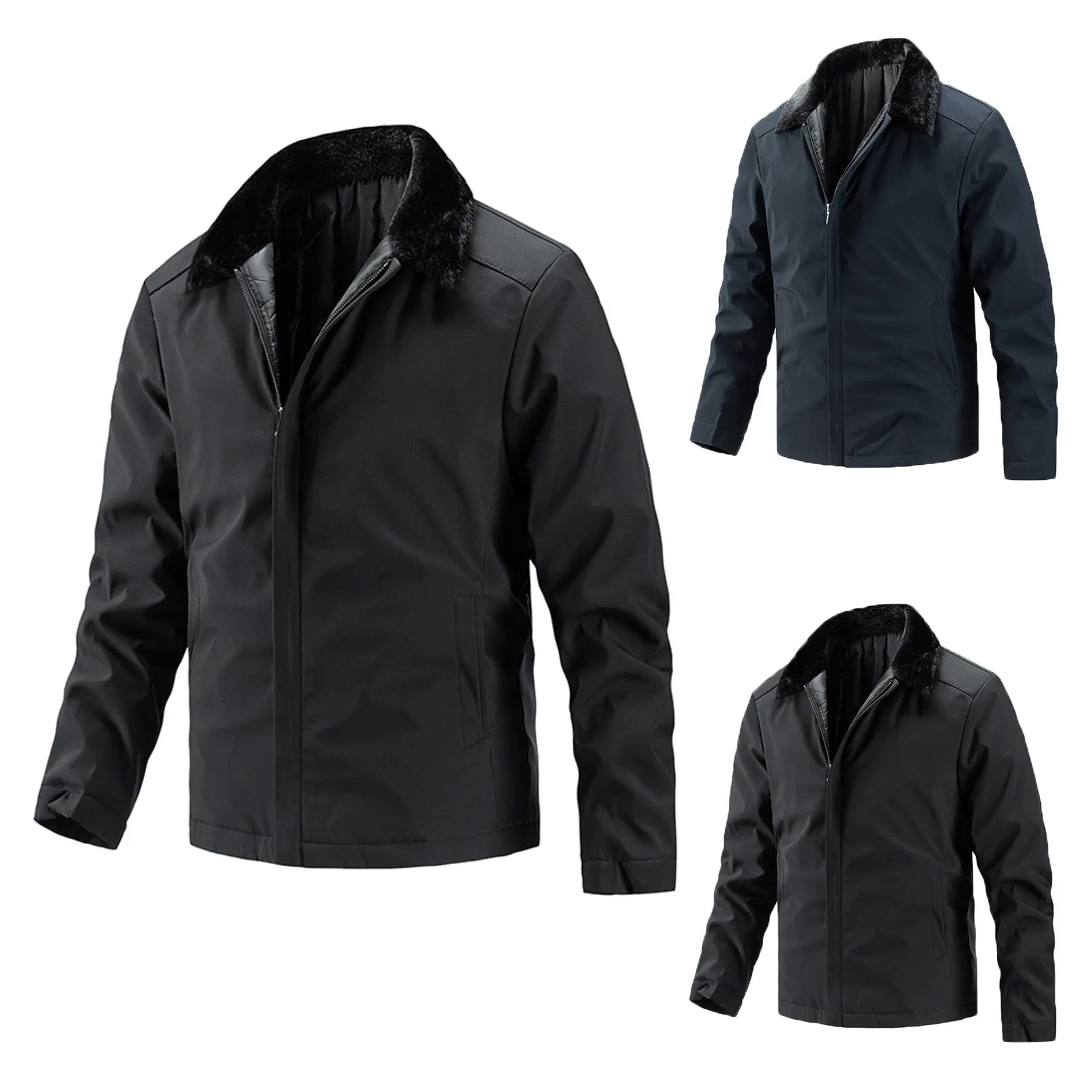 

Однотонное пальто для отца, зимнее Свободное пальто, Повседневная хлопковая утепленная куртка с отворотами, уличное пальто для отца с карма...