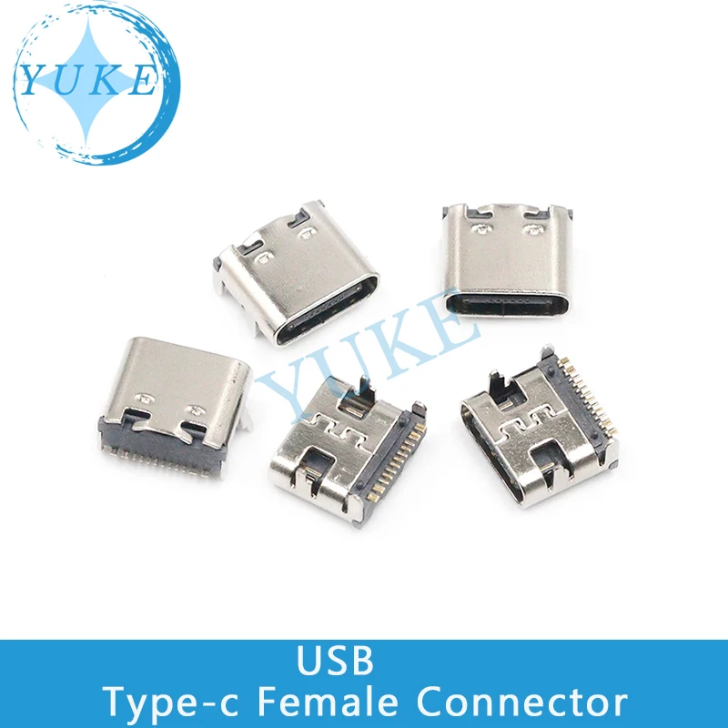 

10PCS SMT USB 3.1 Type-C 16pin female connector for mobile phone charging port charging socket drag pin plug